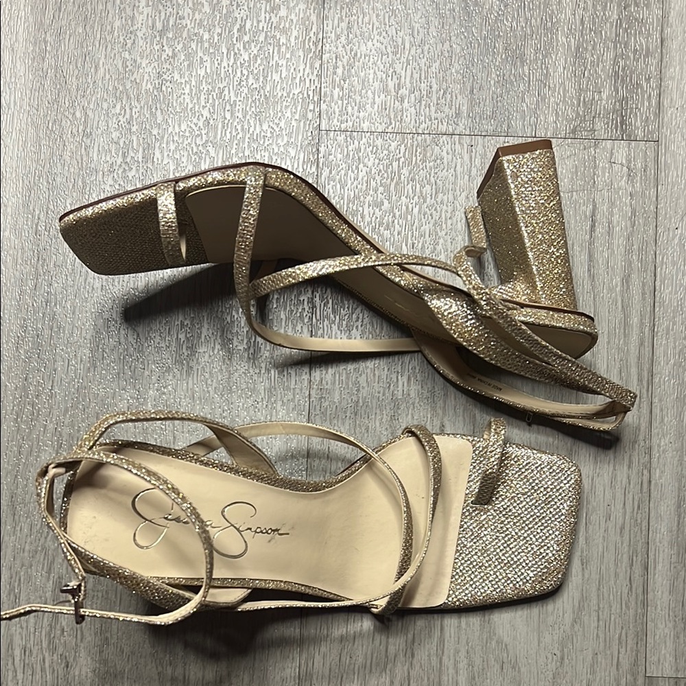 Jessica Simpson Gold Strappy Heels